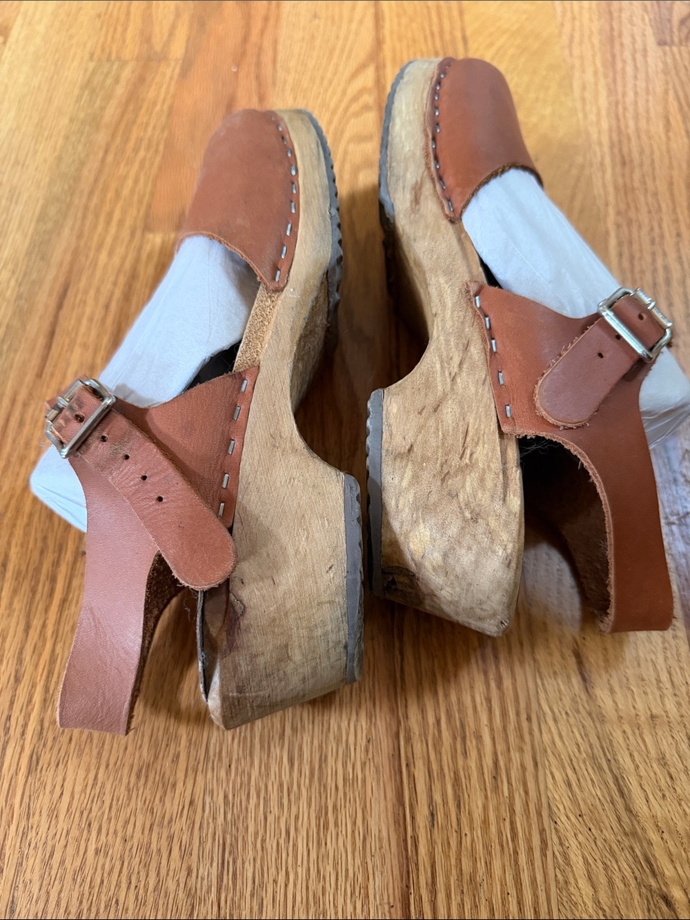 Mia Sofia Swedish Brown Leather Mary Jane Clogs with Buckle 38 - Picture 3 of 7